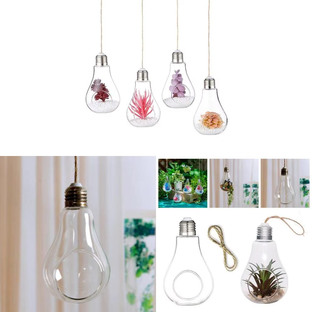 Jardinières suspendues en verre en forme d'ampoule, Pots plantes pour succulentes Tillandsia, bougeo