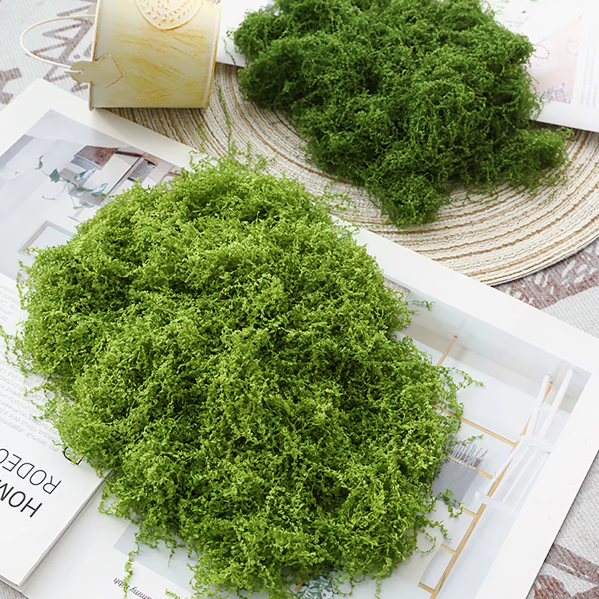 Plantes vertes artificielles en Polyester, environ 20g, mousse, herbe, maison, salon, jardin, décora