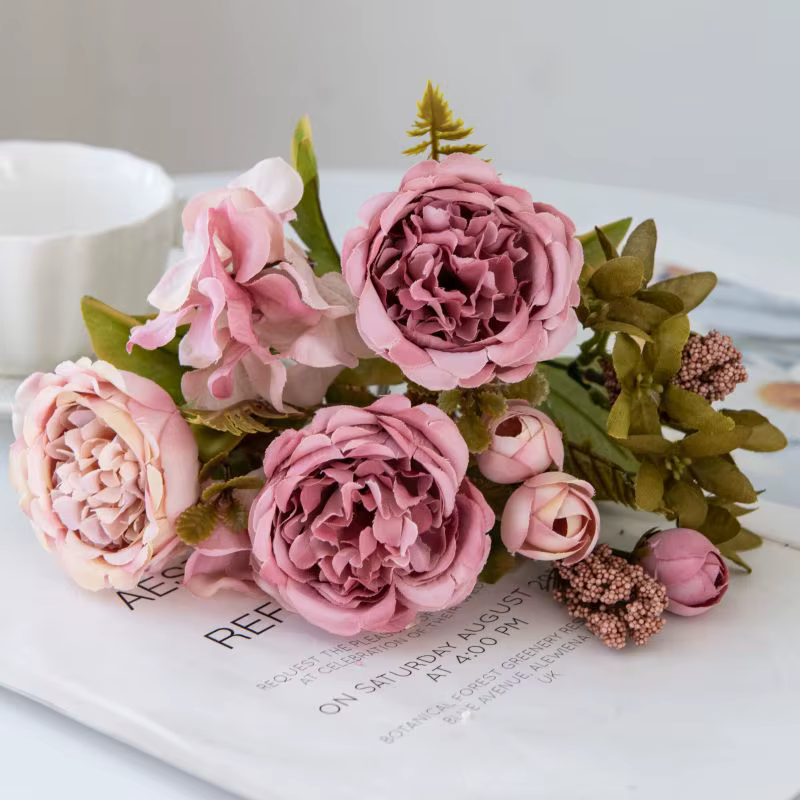 Fleurs artificielles Festival Guirlande De Mariage Jardin Rose Bud Archway Faux Pivoine Bouquet Vase