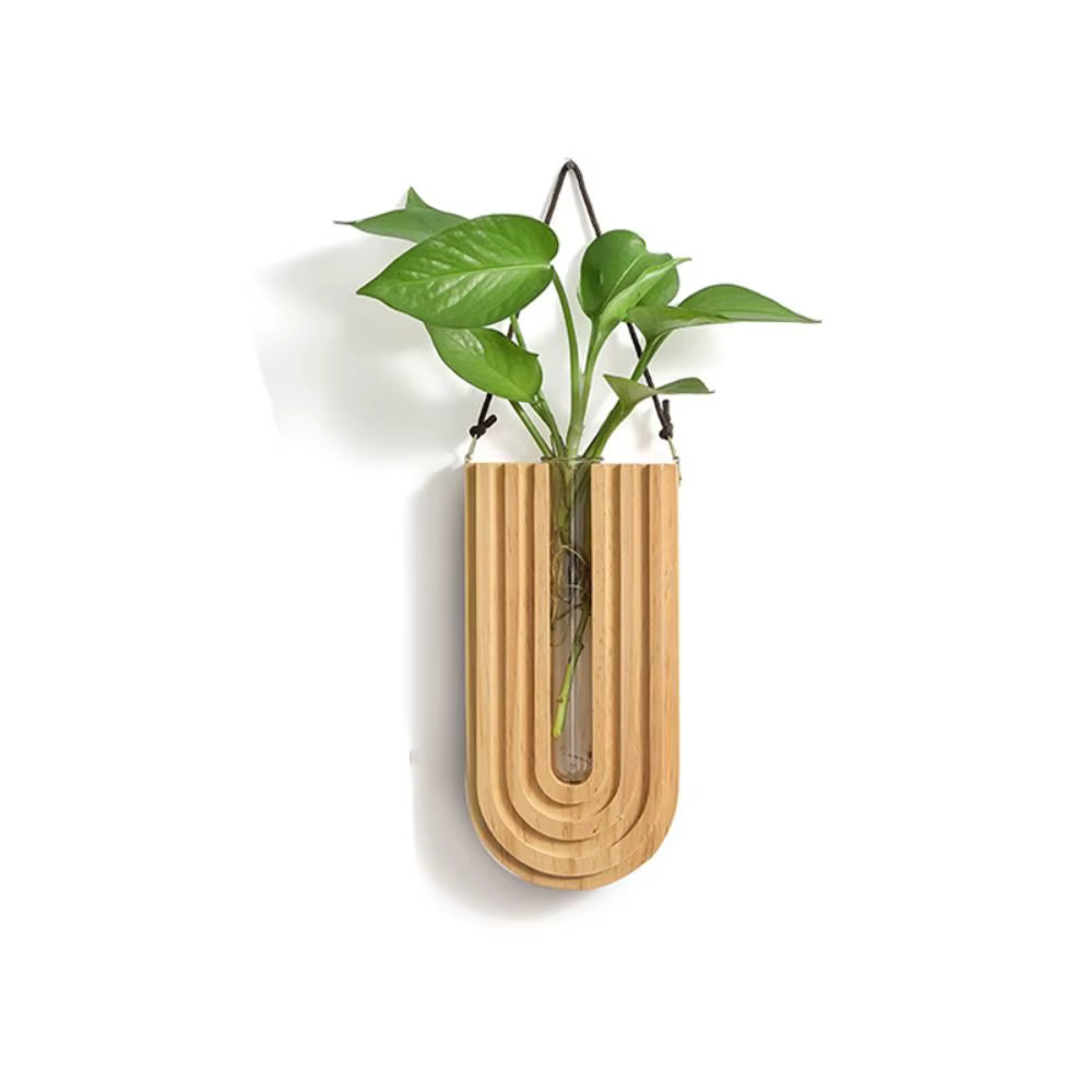 Vase hydroponique mural polyvalent, Stable, artisanat fait à la main, cadre en bois, support de plan