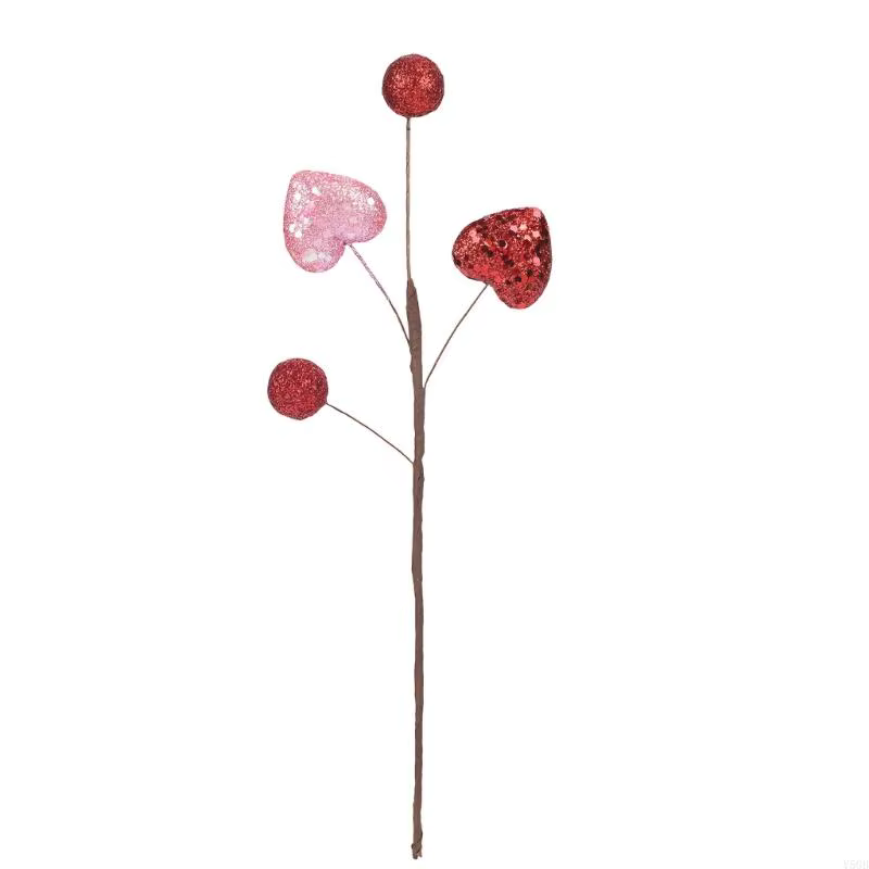 Fleur artificielle décorative avec des motifs cœur, décoration pour Occasions Festival, ornement tig