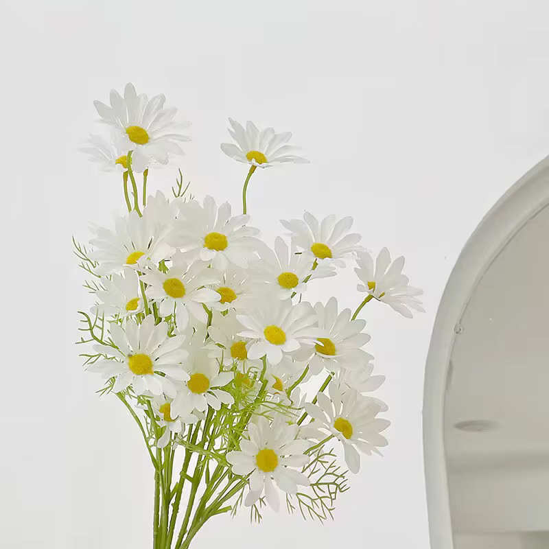 Bouquet de marguerites et de chrysanthème artificielles, fleurs décoratives de Table, accessoires ph