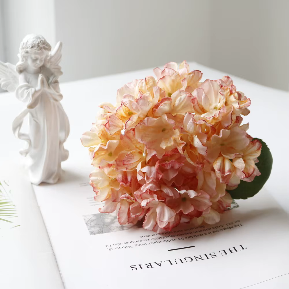 Superbes Fleurs Artificielles en Soie Hortensia à Bords Brûlés – 10 Couleurs – Décoration DIY – Bouq