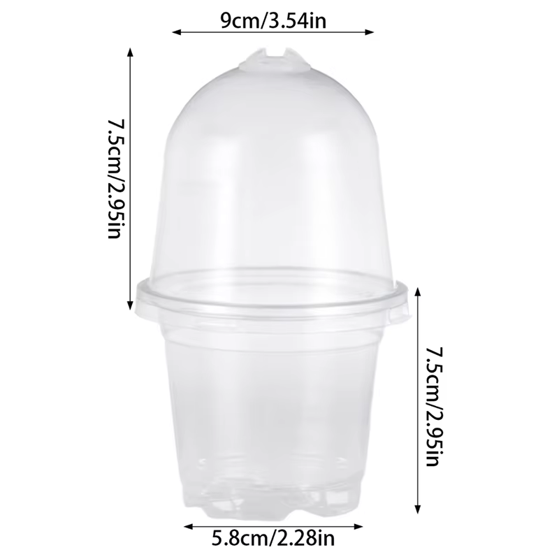 Pots de pépinière avec couvercles, dômes d'humidité transparents en PET, coupelles de pépinière pour