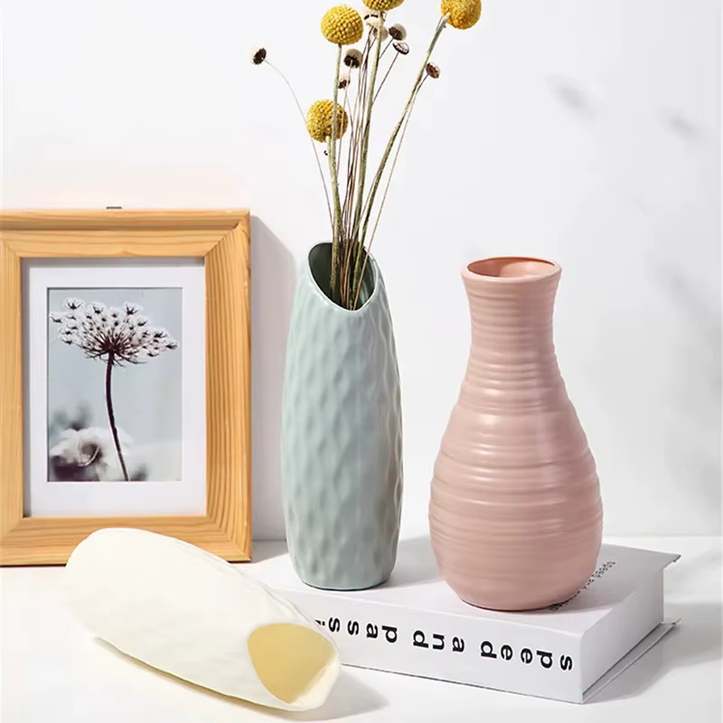 Vase en plastique nordique simple, petit pot de fleur frais, bouteille de rangement pour fleurs, sal