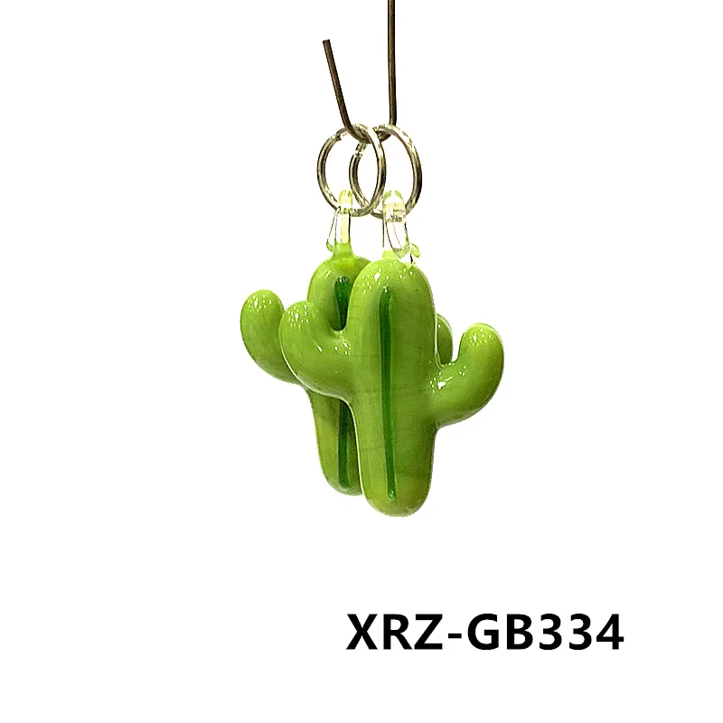 2 pièces de charme en verre de cactus mignon créatif Petits ornements à pendentifs à plantes miniatu