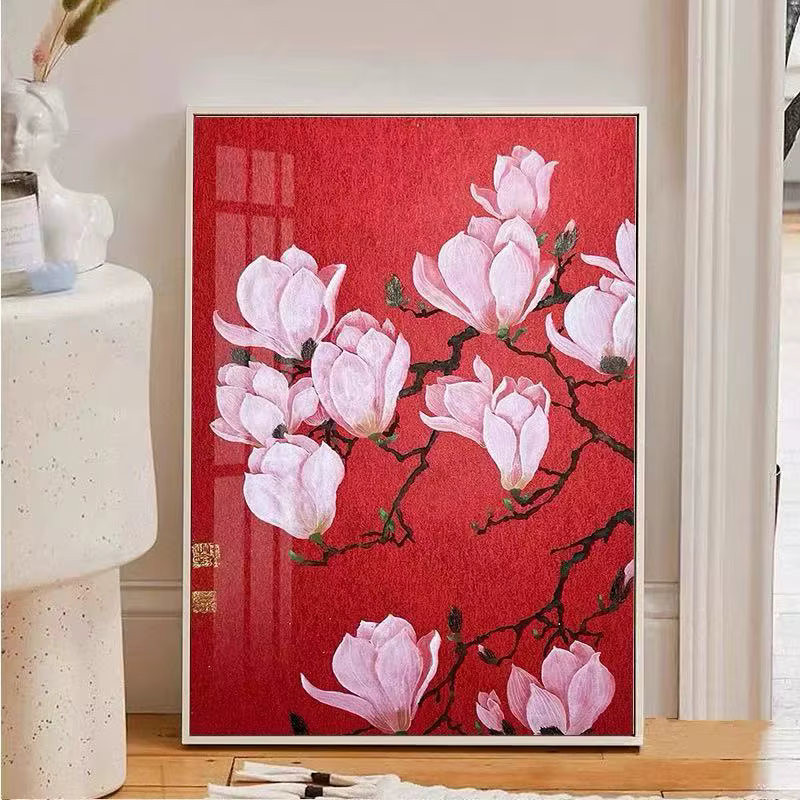 D--Yulan Flower Diamond Art 2 - Décor floral artistique rétro haut de gamme pour le salon - Point de