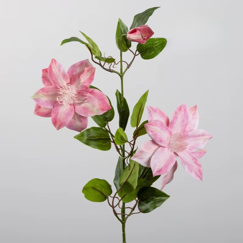 5 pièces de fleurs artificielles en plastique de 86 cm, type Clématites Crème, pour décoration de re
