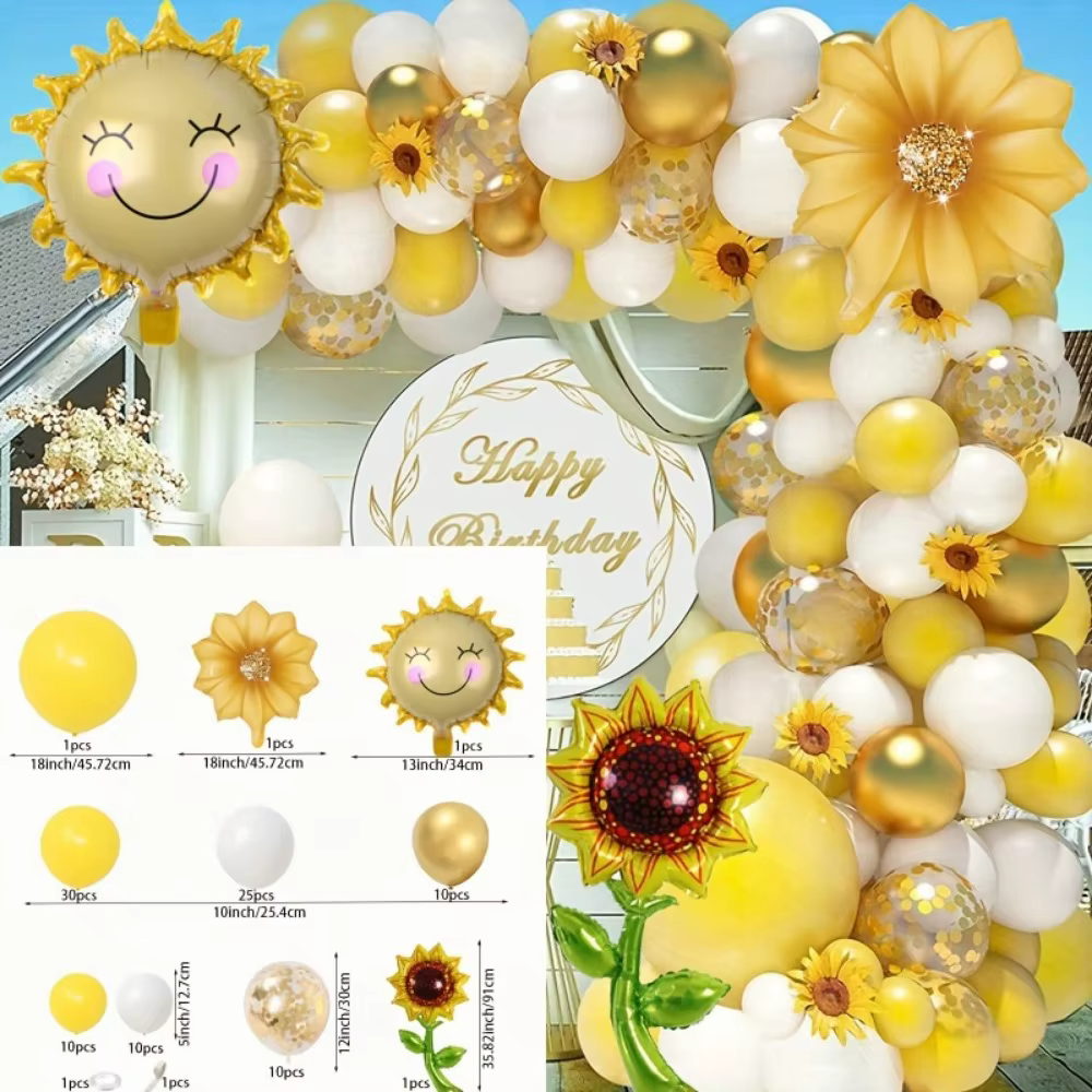 Ensemble de guirlandes de ballons jaune tournesol, 101 pièces, parfait pour les décorations d'annive