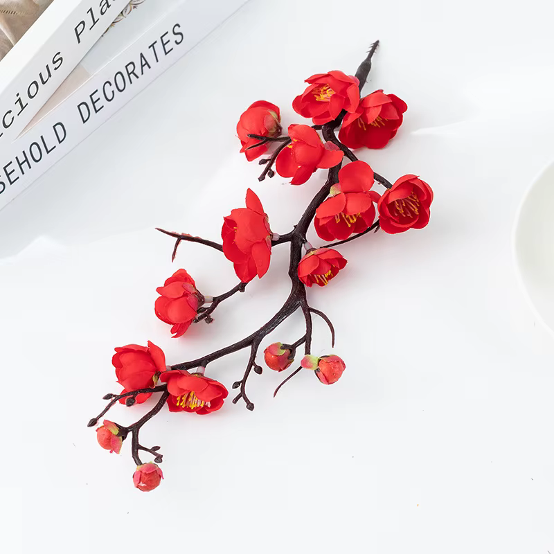 Bonsaï fleurs de prunier en soie, plante artificielle, fausses fleurs, Pot de fleurs, Branches d'arb