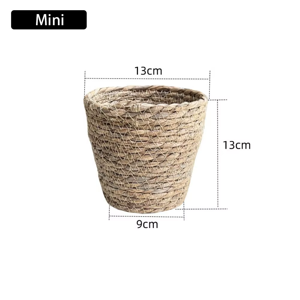 1 pièce pour terrasses de jardin, panier à fleurs en rotin et paille, décoration de meubles, pot de 
