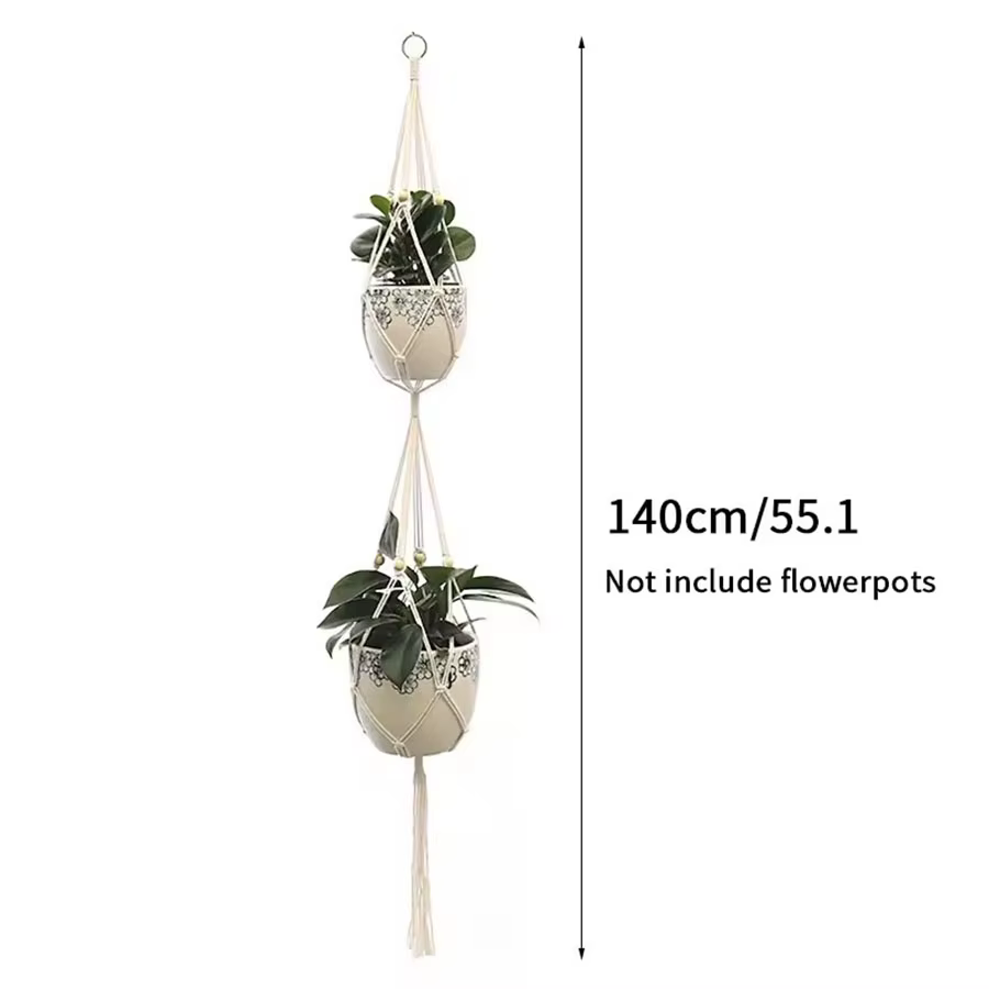 Support mural en macramé fait main pour plantes suspendues, pot de fleurs, décoration murale, jardin