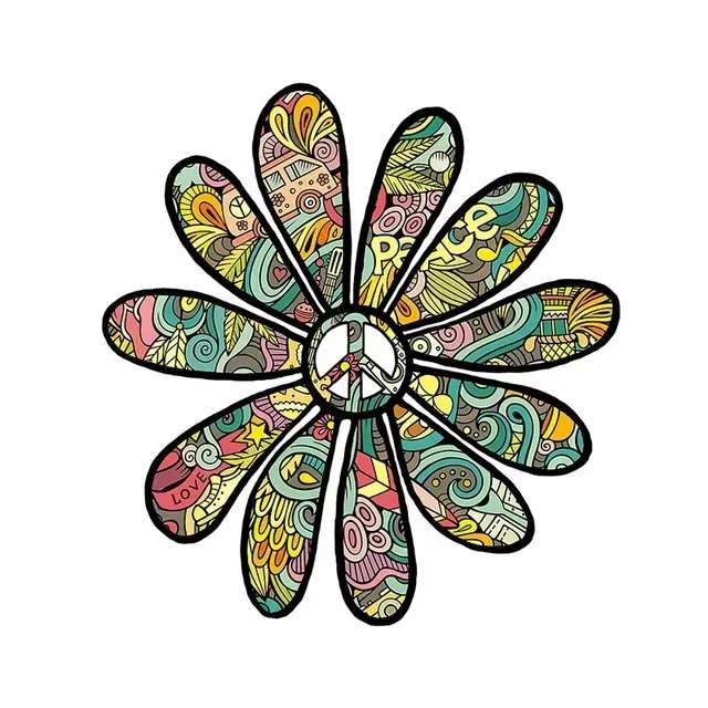 Autocollant de voiture Flower Power Peace, autocollant en vinyle imperméable, Design Hippie coloré p