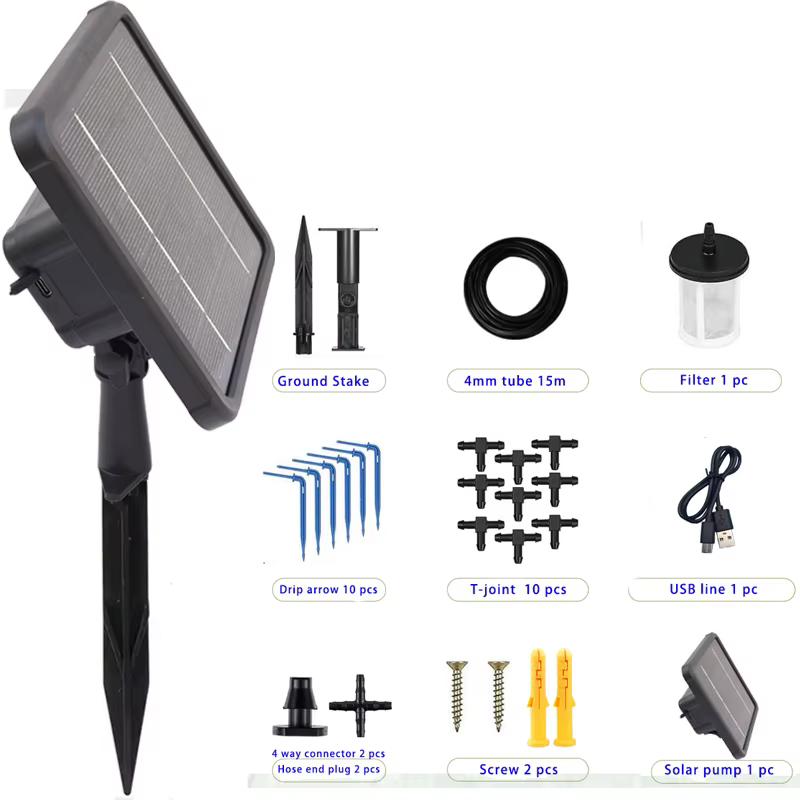 Kit d'irrigation solaire intelligent 6V 2W pour plantes en pot, système d'arrosage avec batterie int