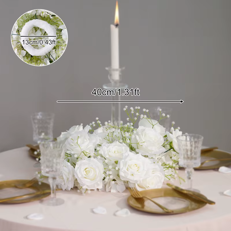 Couronne de Souffle de Bébé Rose Blanche, Guirxiété de Fleurs, Centre de Table, Décor de Mariage Flo