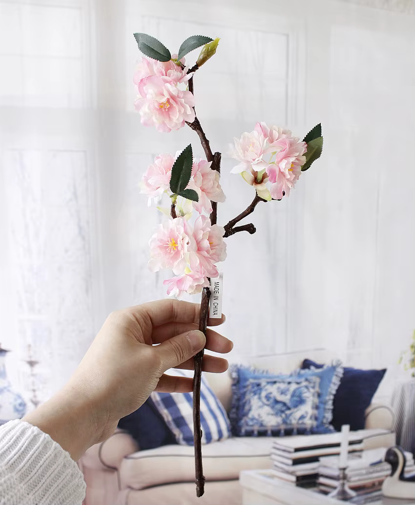 Fleur artificielle d'aloès vert, 6 pièces, 3 coqûres, petite branche, fausses fleurs en soie Sakura,