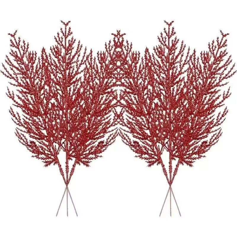 Plantes artificielles Branches de pin, 5/10 pièces, paillettes de noël, feuilles dorées, décoration 
