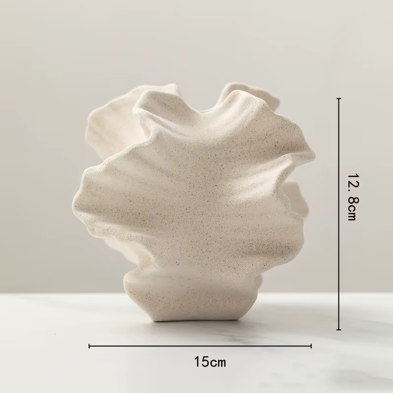 Vase en céramique à motifs géométriques ondulés, accessoires artisanaux en porcelaine en forme de pé