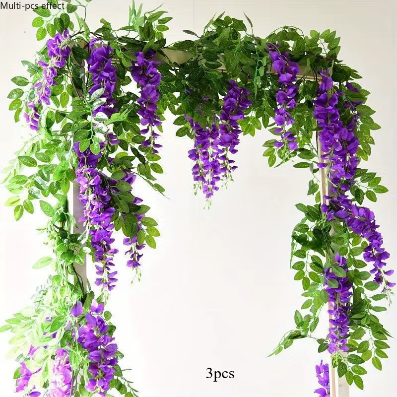 1/2 pièces Guirlande de glycine artificielle en soie – Décoration pour la maison, le jardin, l'extér