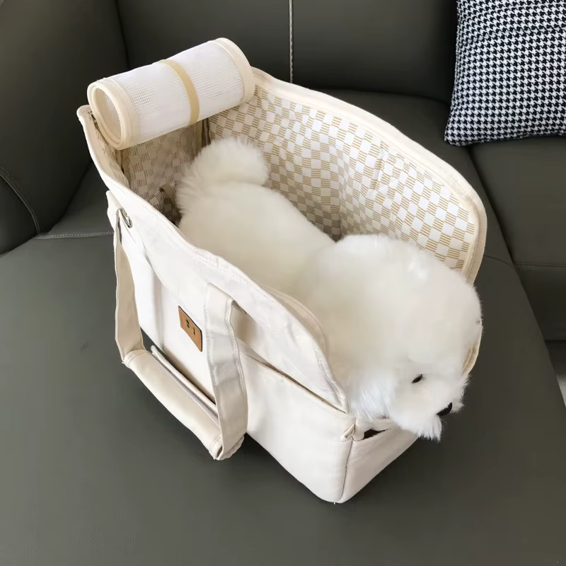 Sac de transport portable pour chat et chien, sac à bandoulière, siège de voiture antidérapant, tran