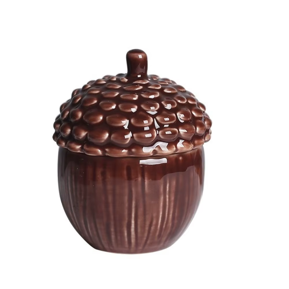 Pot de rangement décoratif multifonctionnel en céramique avec couvercle, mignon bougeoir en forme de