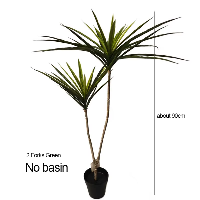 Grandes plantes de Dracaena artificielles tropicales en pot, 90-120cm, fausses feuilles de palmier e