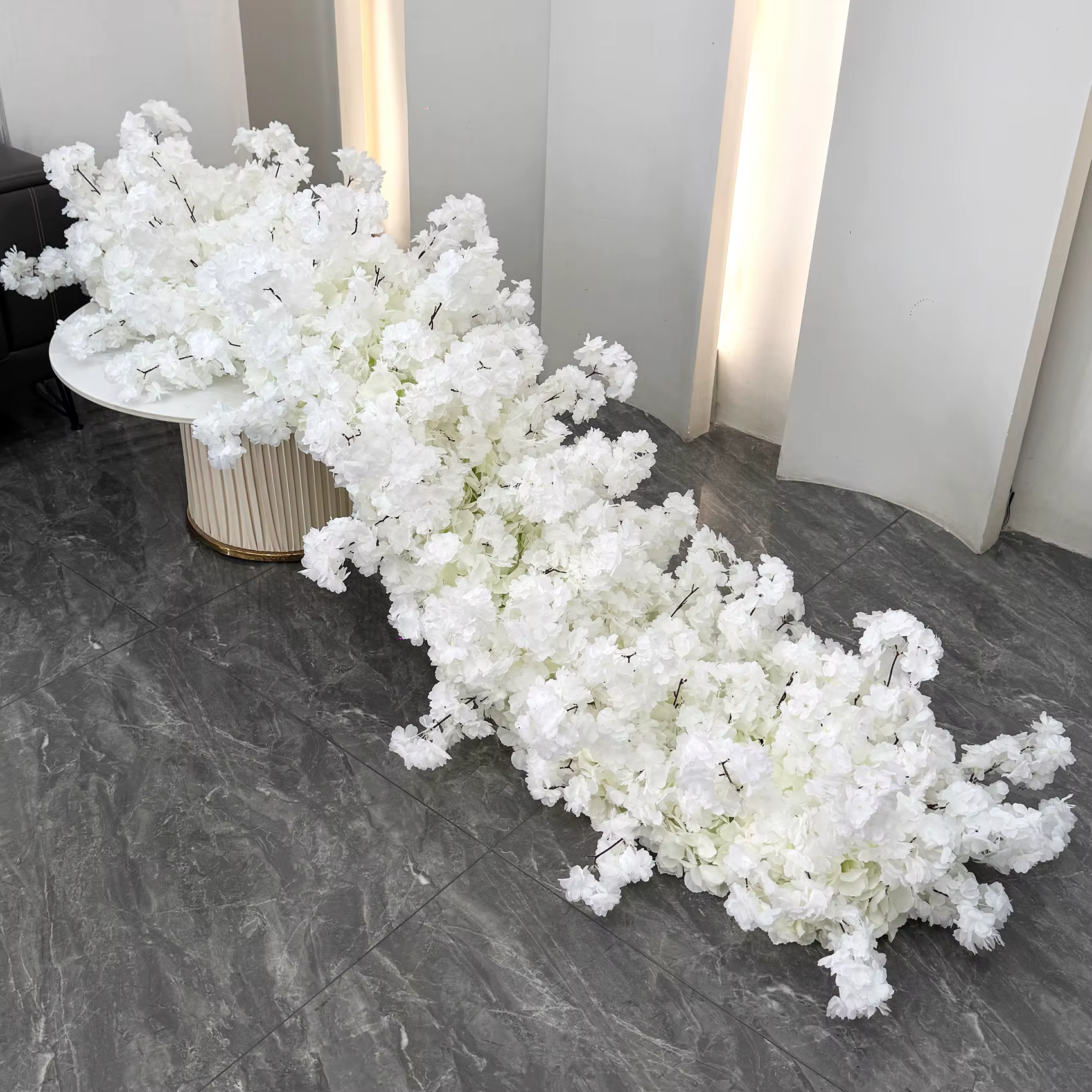 Uflower – arc de mariage en fleurs de cerisier, Rose blanche, Arrangement de rangées florales, centr