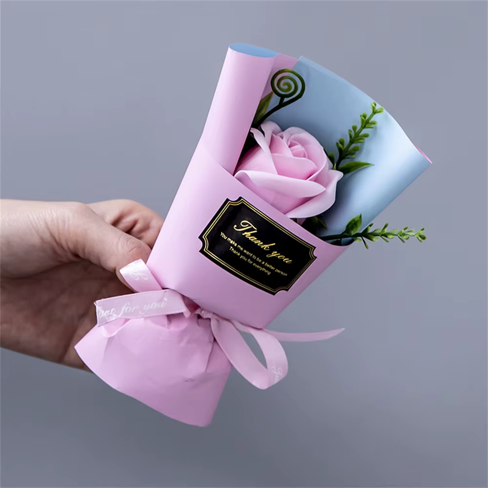 Cadeau artisanal, rose artificielle parfumée, fleurs artificielles, mini rose colorée, savon en form