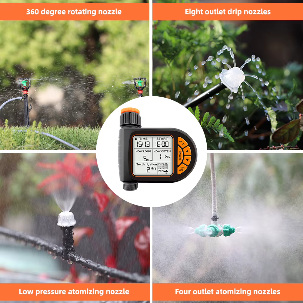 5-50M 1/4 "jardin minuterie intelligente ensemble d'irrigation IPX5 étanche LCD contrôleur d'arrosag