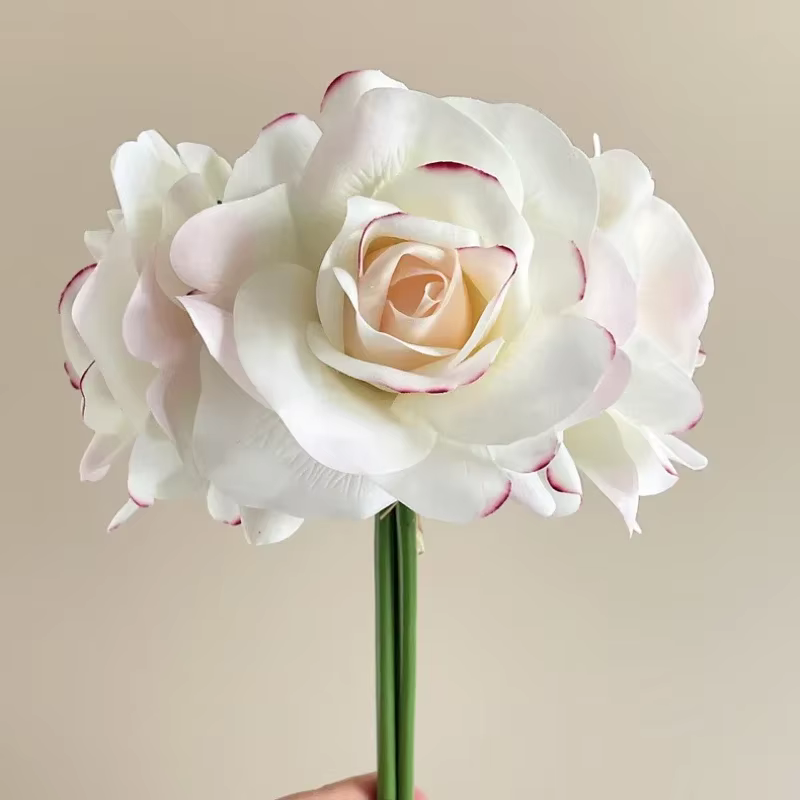 Bouquet de Roses Artificielles au Toucher Réel, 3 Têtes, Fausses Fleurs, Décoration de Jardin, Coin,