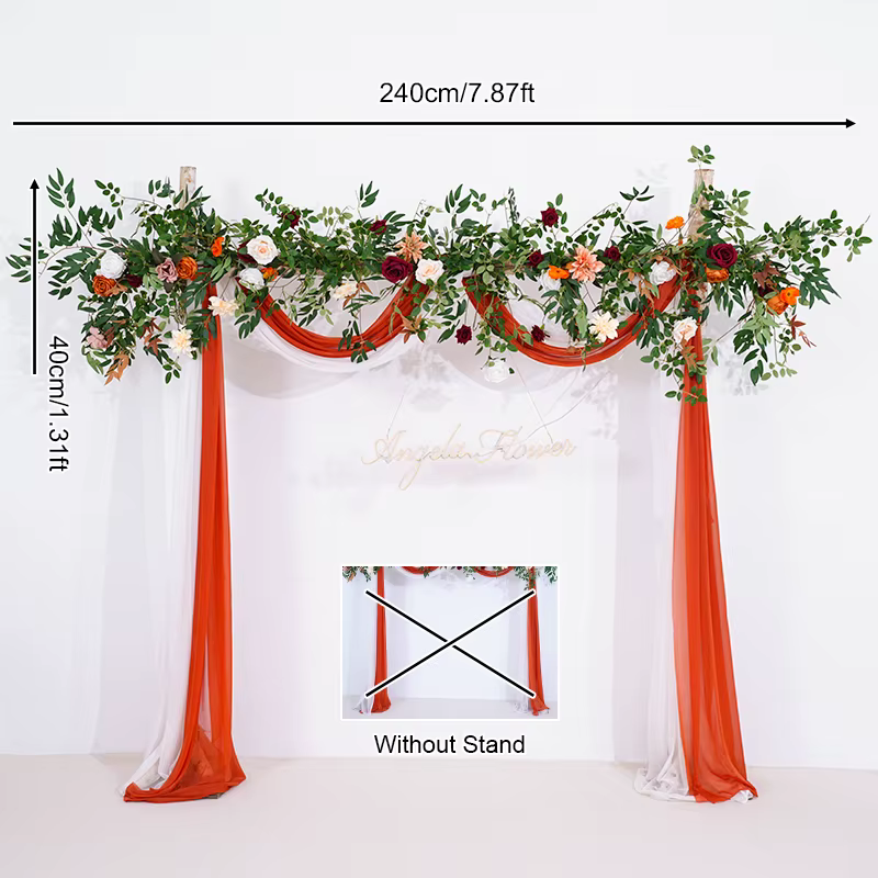 Série de couleurs d'automne avec vigne verte, rangée de fleurs, église, mariage, Banquet, arrière-pl