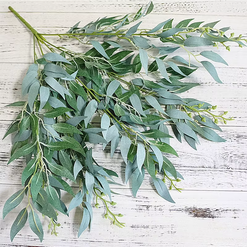 Kahaul 2 pièces plante artificielle feuilles Bouquet Faux saule Jungle mariage toile de fond décorat