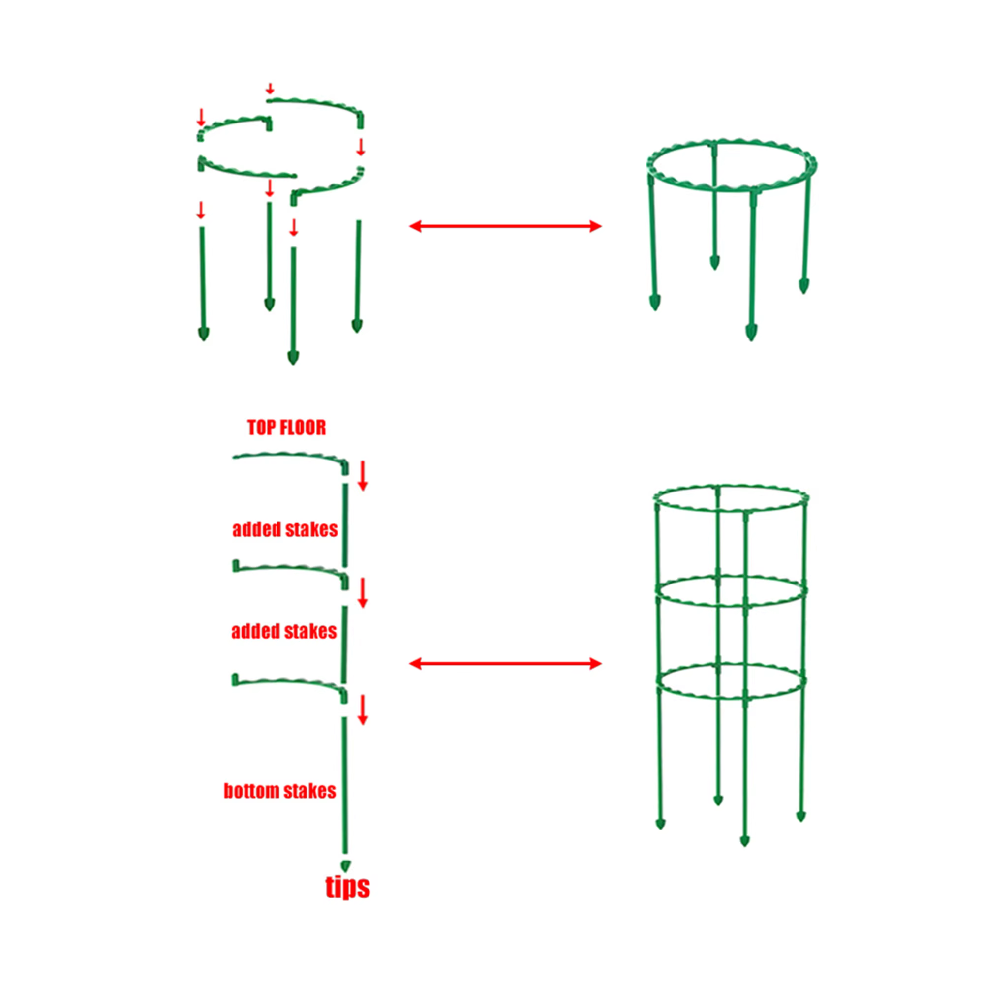 Colonne en plastique pour plantes en pot, 25/40/55/70/85cm, support pour plantes grimpantes, fleurs
