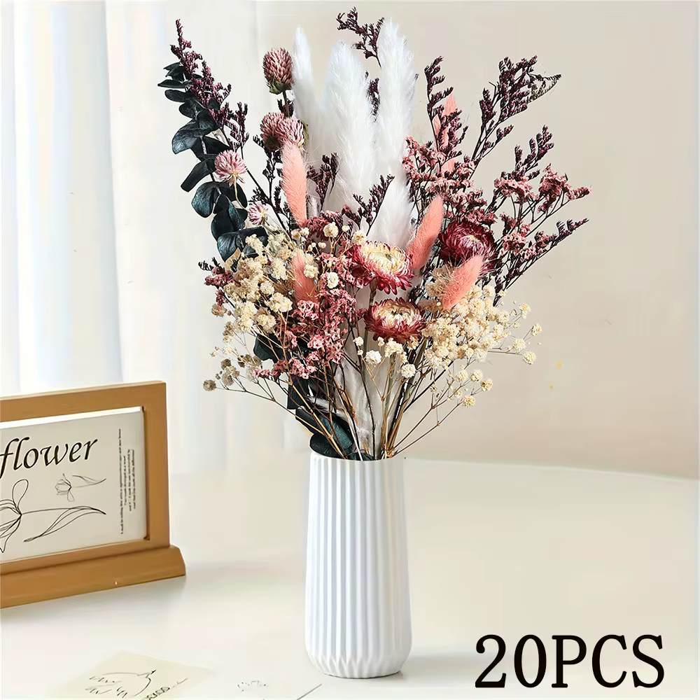 70 pièces moelleux Pampas fleurs séchées violet limonium Boho décor à la maison Vase remplissage bri