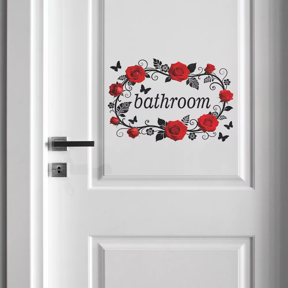 Sticker mural papillon et fleurs rouges, décoration murale pour TV, chambre, fond de lit, papier pei