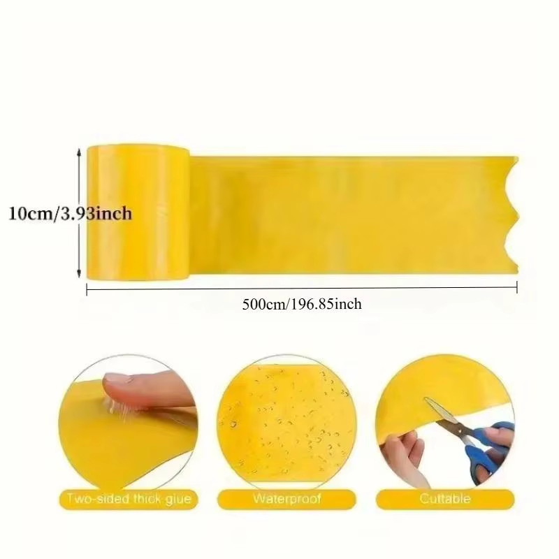 Ruban adhésif double face jaune 5/10M pour extérieur, piège de jardin, lutte antiparasitaire, préven
