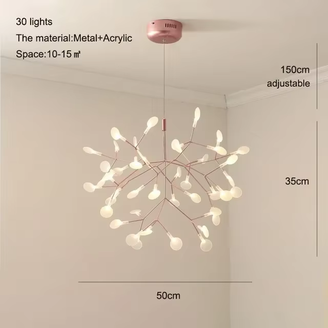 Heracleum-Plafonnier LED en Forme de Luciole, Design Nordique, Couleur Or Rose, Luminaire Décoratif 