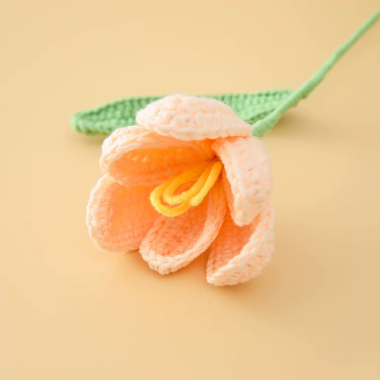 Bouquet de tulipes artificielles en Crochet, 1 pièce, fleurs créatives tricotées, plantes, décoratio