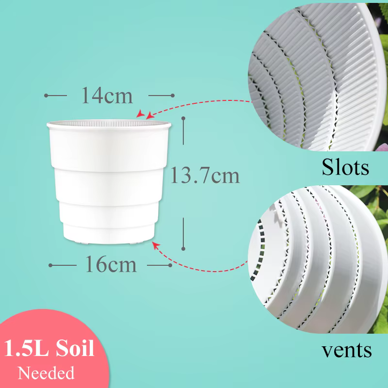 Meshpot de fleurs en plastique, 14 cm 17cm 21cm 25cm, contrôle des racines, jardinière de jardin, Ex