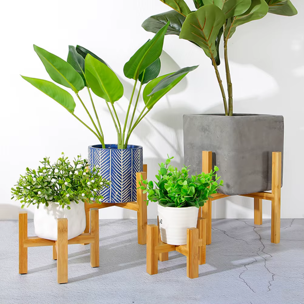 Support de pot de fleurs en bois créatif, étagère de rangement pour vase, décoration naturelle pour 