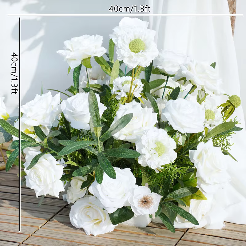 Arrangement floral suspendu Angela Flower A7668, rose blanche, feuilles d'eucalyptus, décoration, to