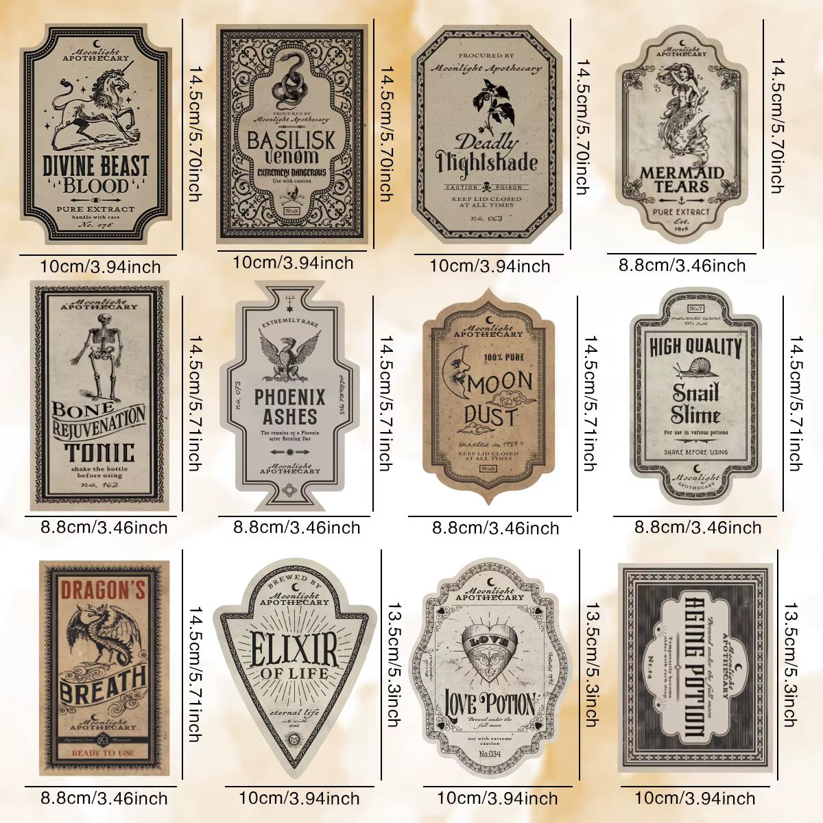 Étiquettes de bouteilles d'apothicaire d'halloween Vintage, autocollants de Potion de Style gothique