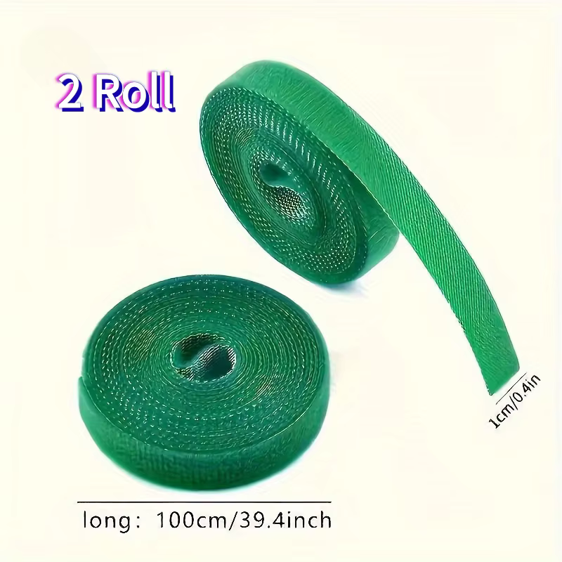 2 attaches pour plantes réutilisables et réglables de 100 cm - Sangle de support verte flexible à fe