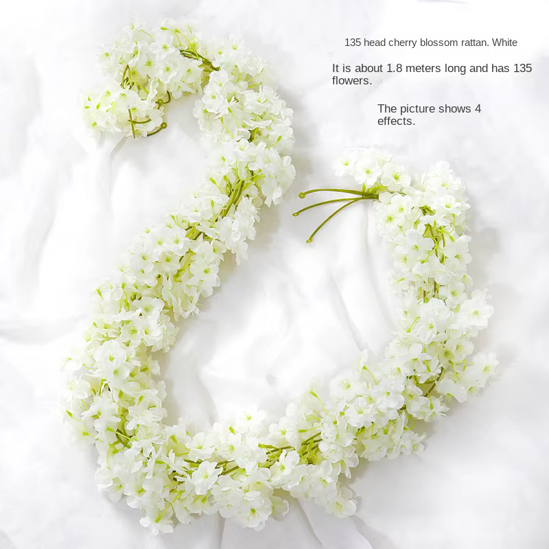 Guirlande de fleurs artificielles de cerisier Sakura, 180cm, arc de mariage, arrière-plan de jardin,