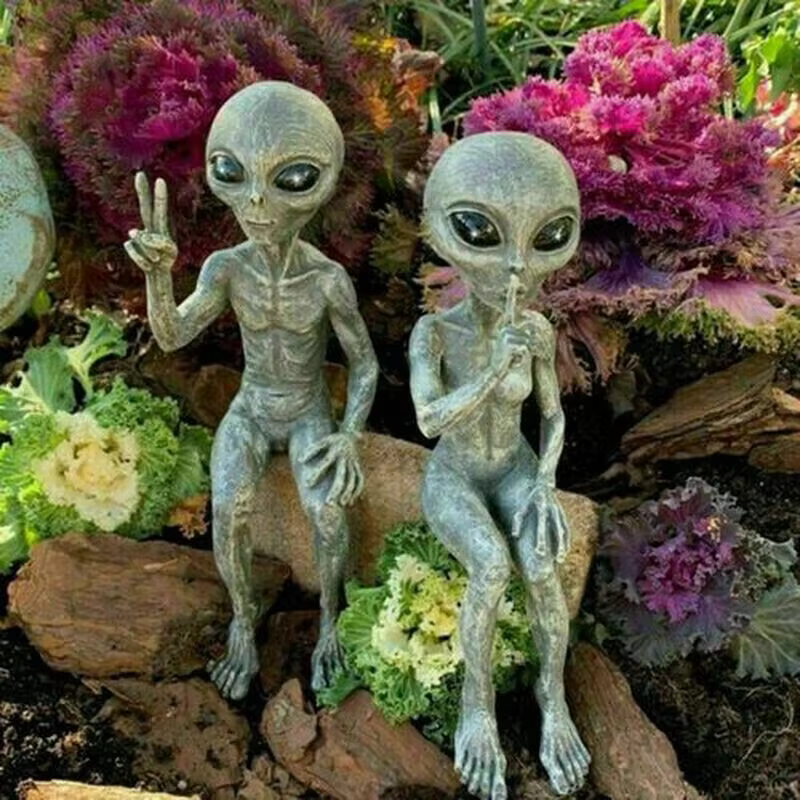 Statue de jardin en résine, ornements extraterrestres pour espace extérieur, décoration de maison, c
