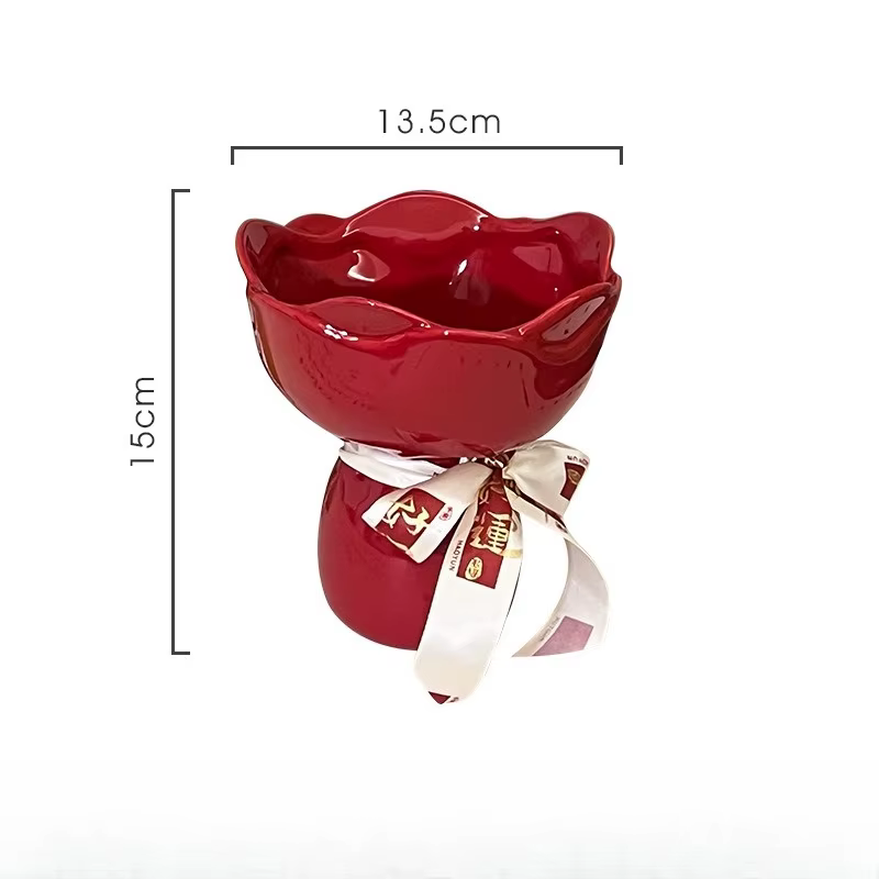 Vase en céramique en forme de rose, décoration de bureau, bouquet de fleurs pour la maison, vases fl