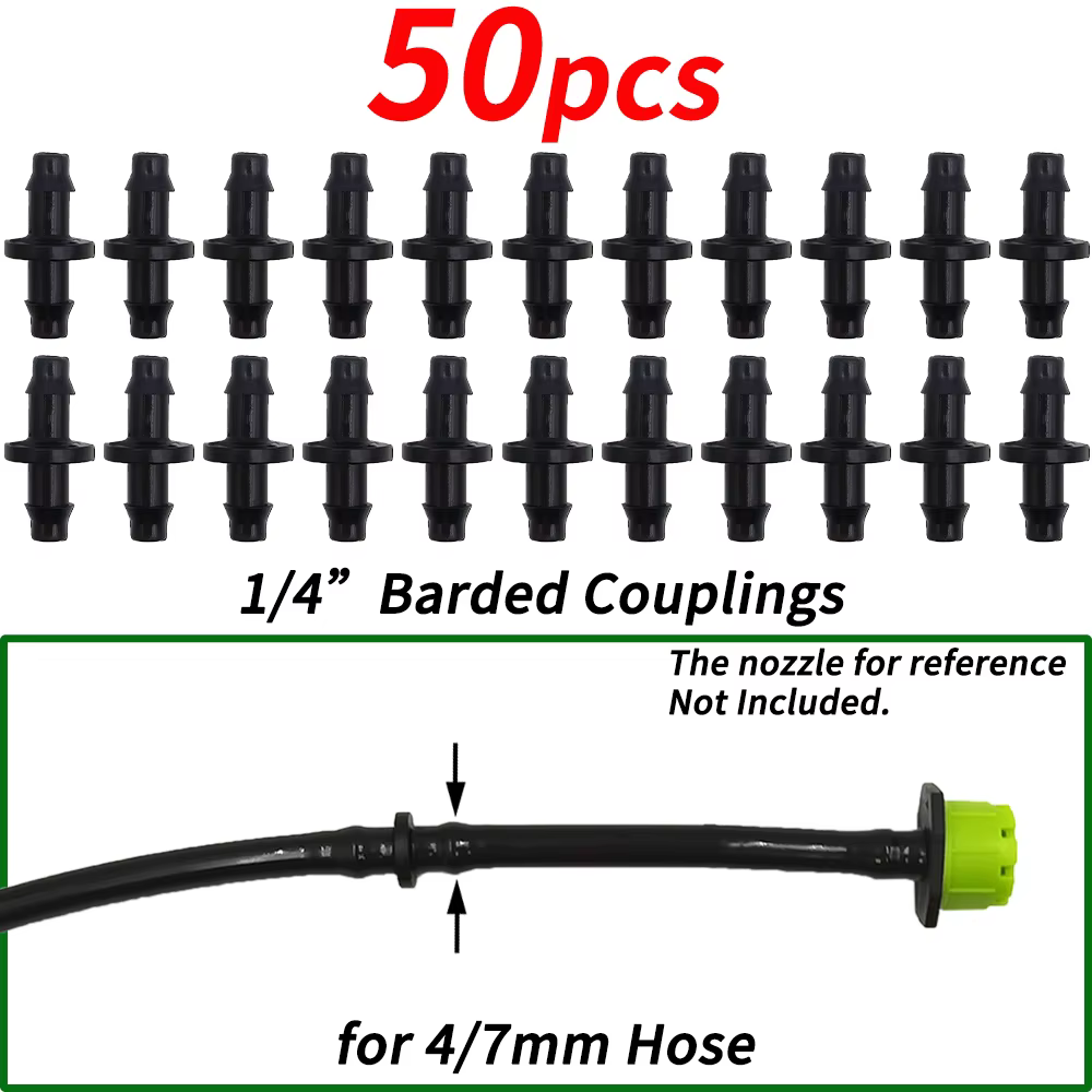 20/50/100 pièces 1/4 ''accouplement barbelé pour tube de tuyau 4/7mm Micro débit goutte à goutte Irr