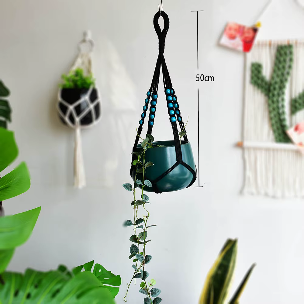 Porte-plante en macramé bohème, produits faits à la main, court, pour suspendre au mur, support de p