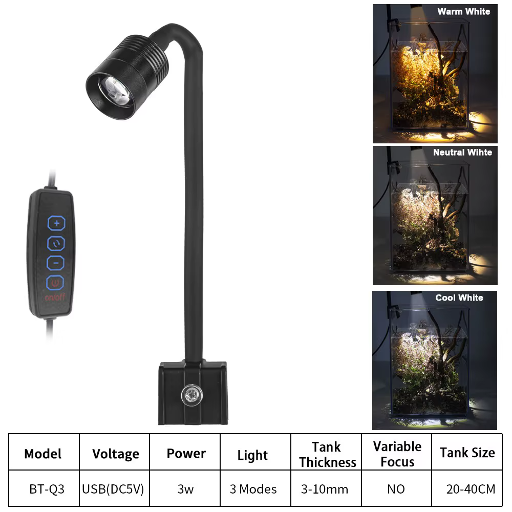 Super mince LED Aquarium lumière éclairage plantes grandir lumière USB-5V 3W plante aquatique éclair