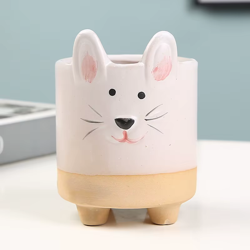 Pot de fleurs en céramique pour la décoration de la maison, grenouille, animal de dessin animé, mini
